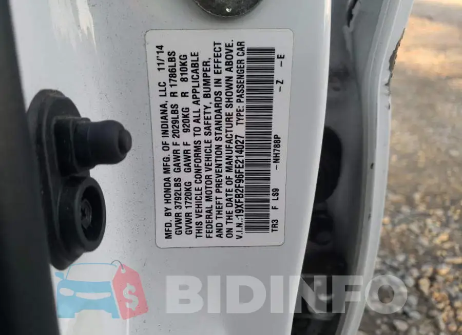19XFB2F96FE214027 Photo# 12