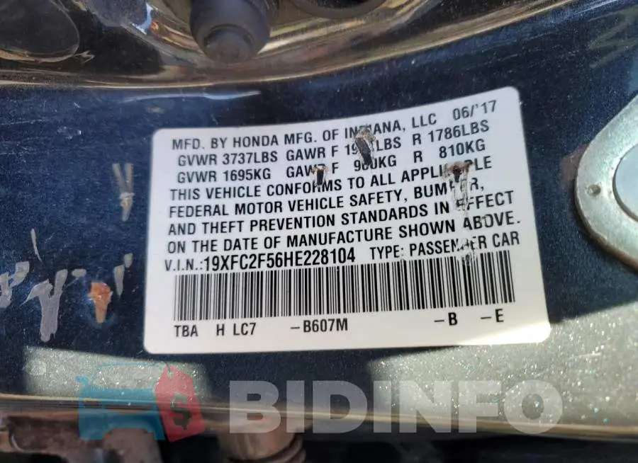 19XFC2F56HE228104 Photo# 12
