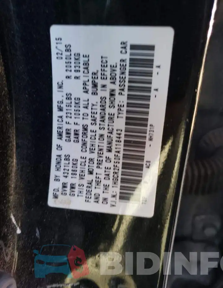1HGCR2F50FA118443 Photo# 12