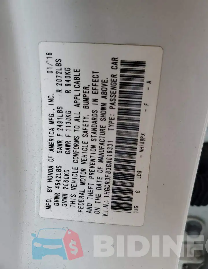 1HGCR3F83GA016331 Photo# 12