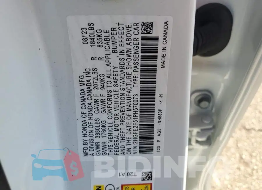 2HGFE2F51PH570073 Photo# 12