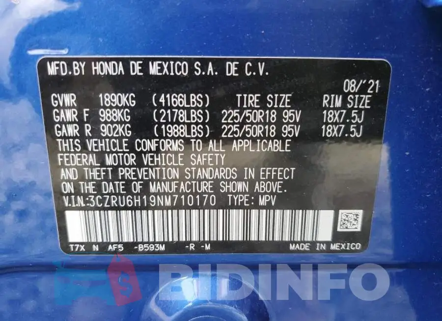 3CZRU6H19NM710170 Photo# 14