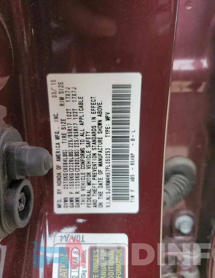 5J6RM4H57FL050253 Photo# 12