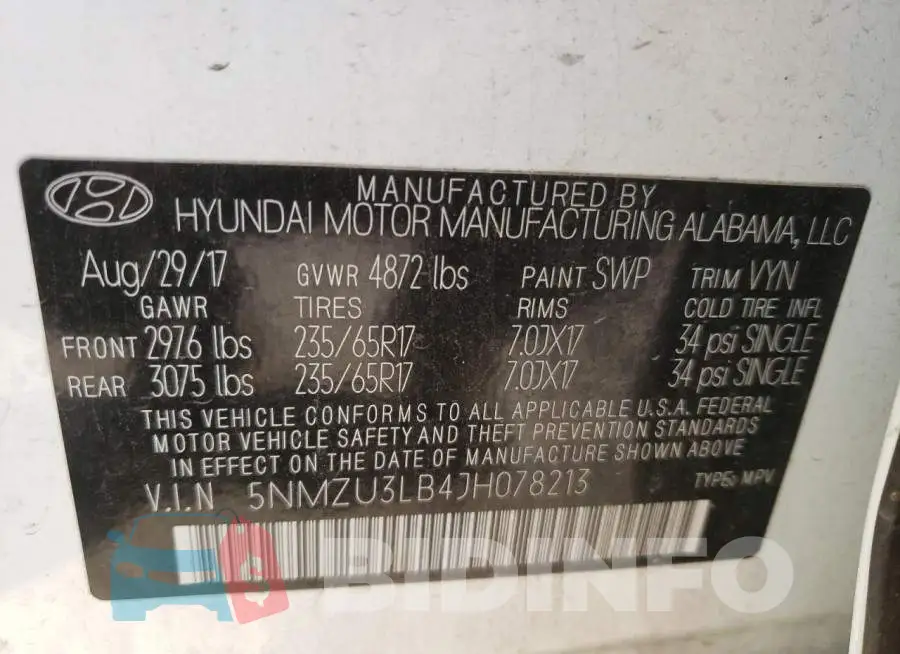 5NMZU3LB4JH078213 Photo# 12