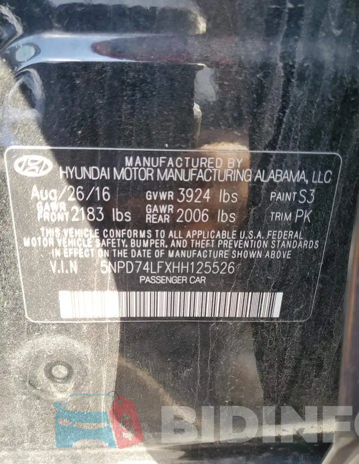 5NPD74LFXHH125526 Photo# 12