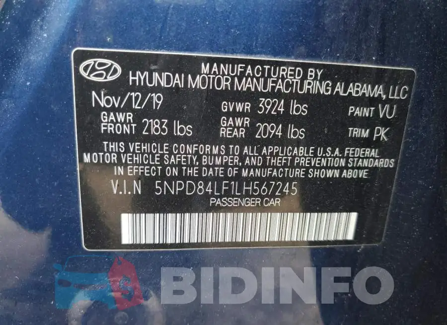 5NPD84LF1LH567245 Photo# 13