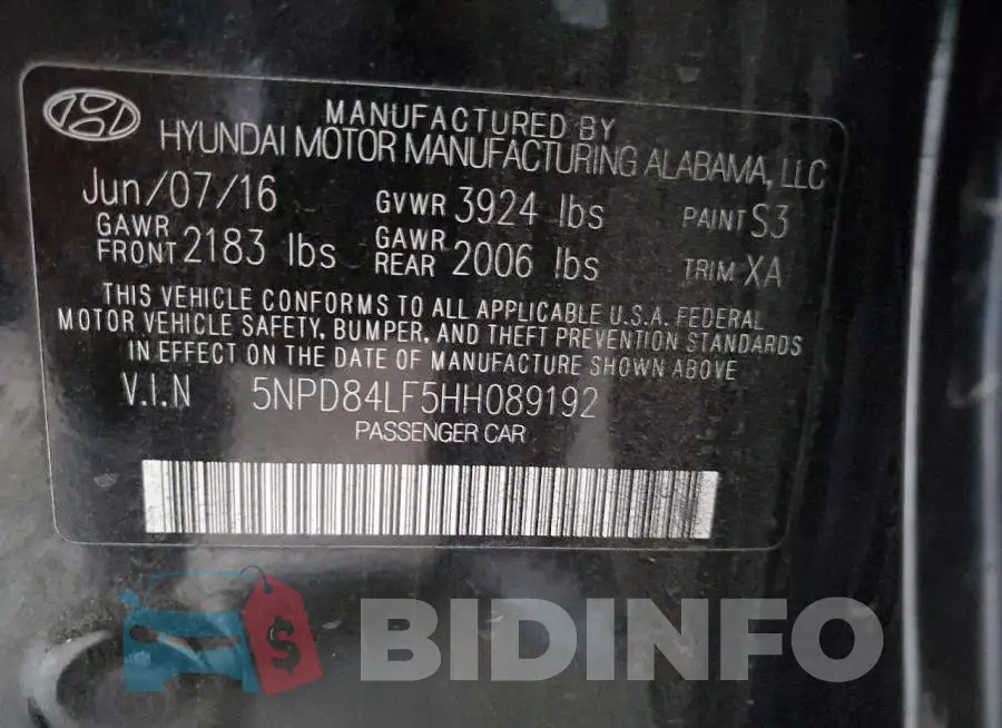 5NPD84LF5HH089192 Photo# 12