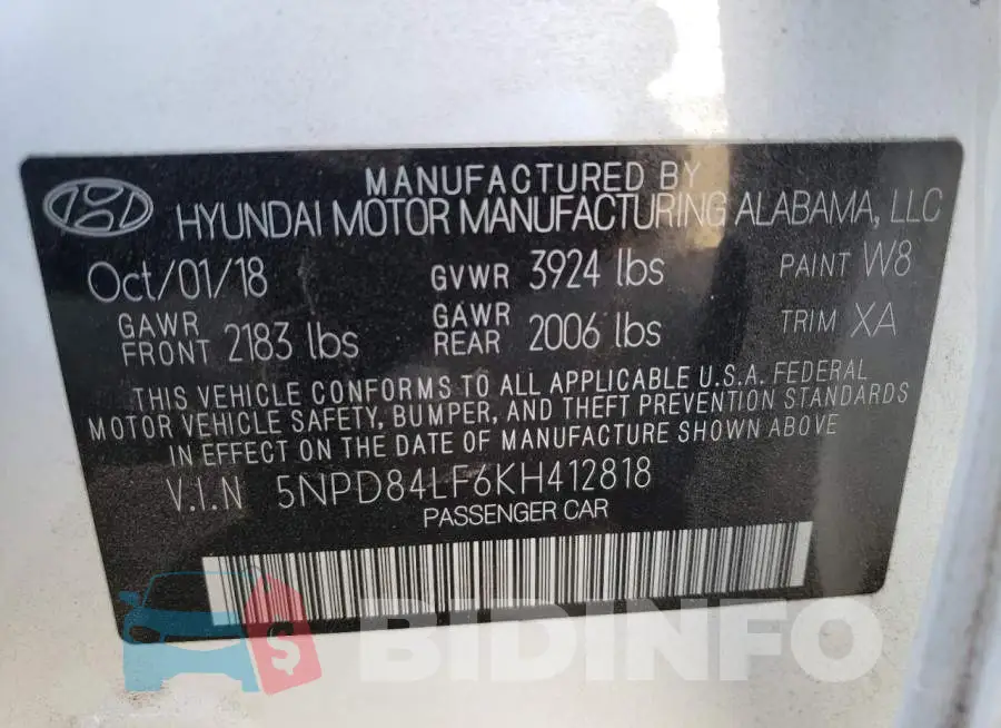 5NPD84LF6KH412818 Photo# 12