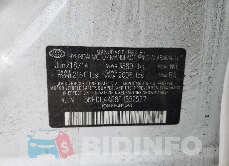 5NPDH4AE8FH552577 Photo# 12