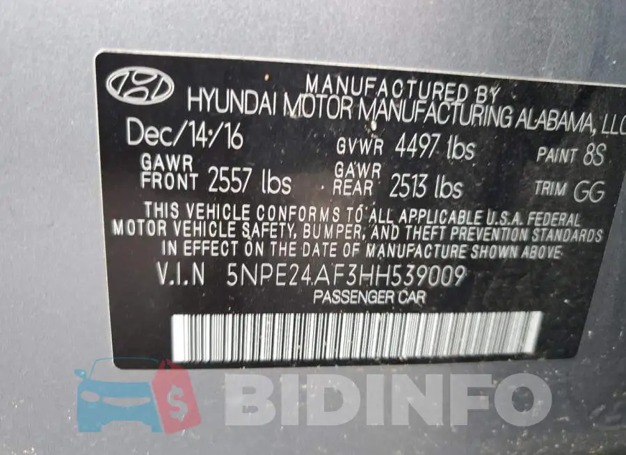5NPE24AF3HH539009 Photo# 12