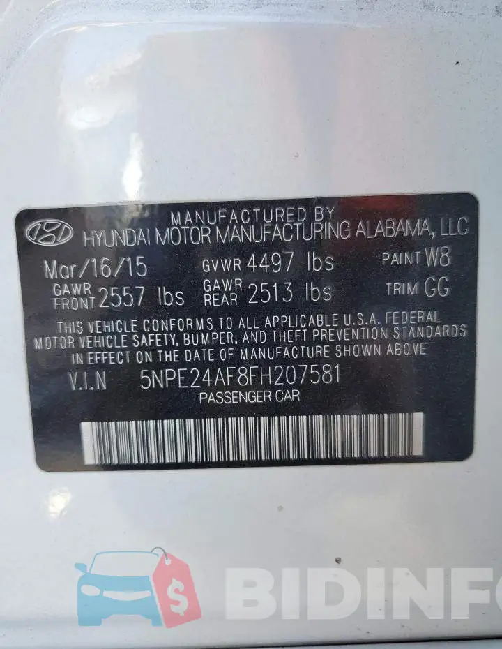5NPE24AF8FH207581 Photo# 12