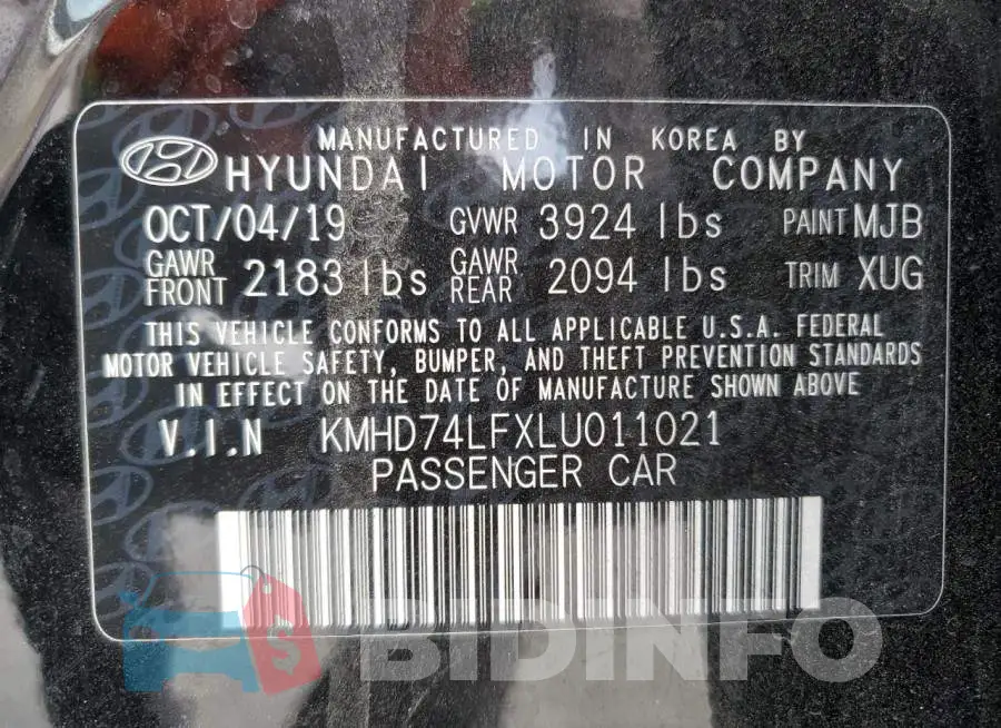 KMHD74LFXLU011021 Photo# 13