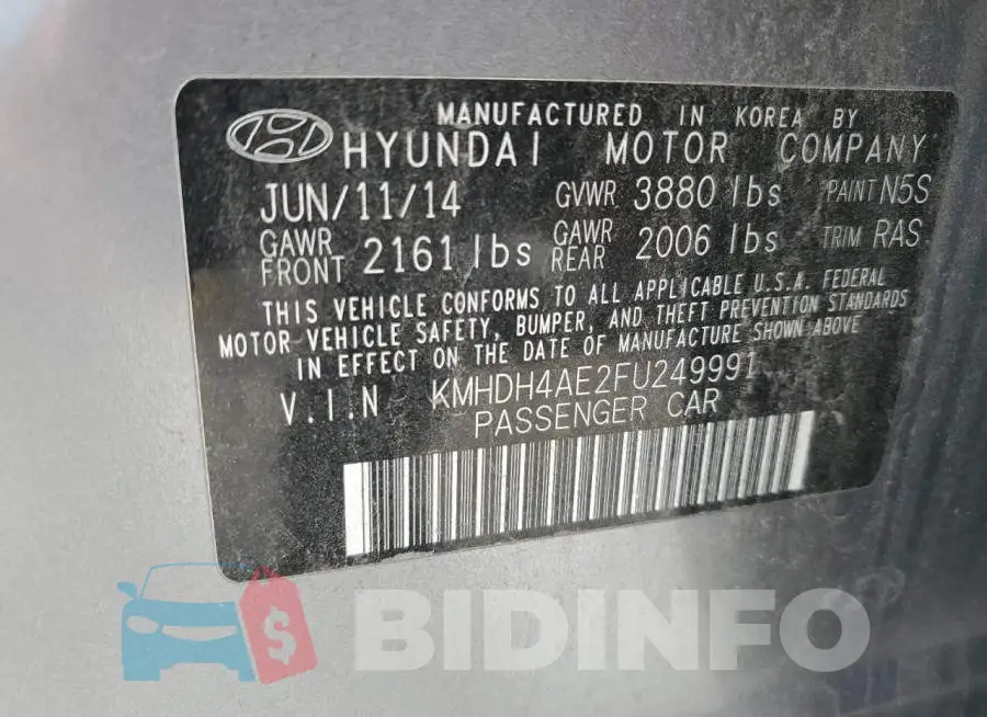 KMHDH4AE2FU249991 Photo# 13