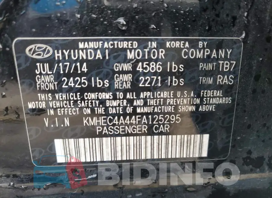 KMHEC4A44FA125295 Photo# 12