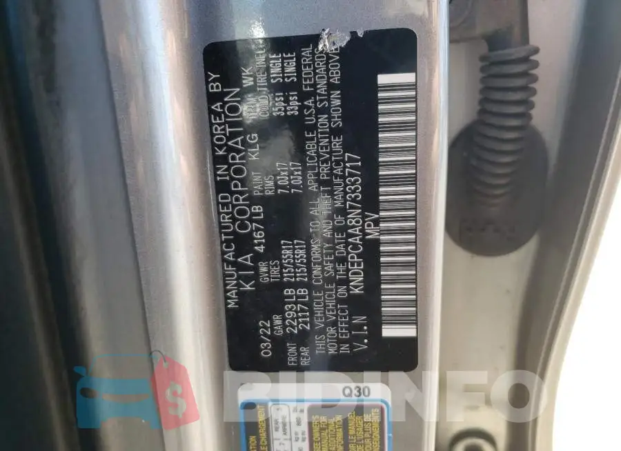 KNDEPCAA8N7333717 Photo# 13