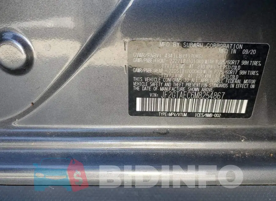 JF2GTAEC6M8254867 Photo# 12