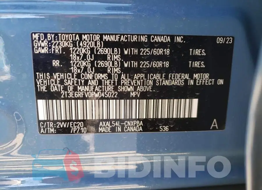 2T3E6RFV0PW045022 Photo# 12