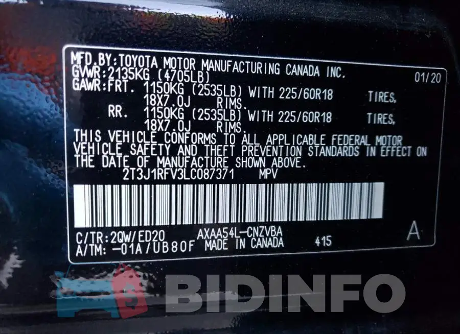 2T3J1RFV3LC087371 Photo# 12