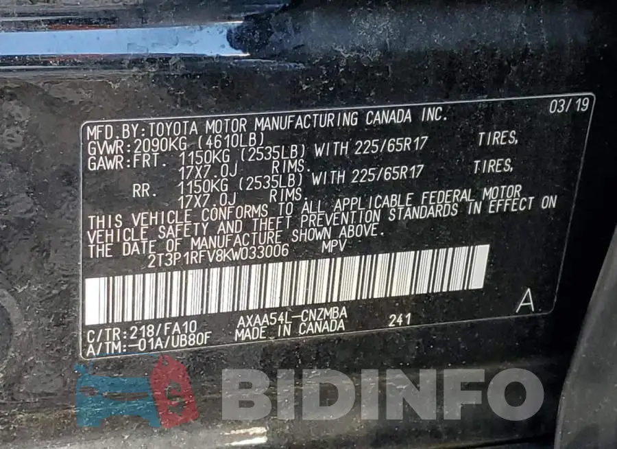 2T3P1RFV8KW033006 Photo# 12
