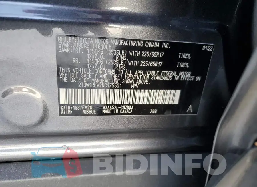 2T3W1RFV2NC175501 Photo# 14