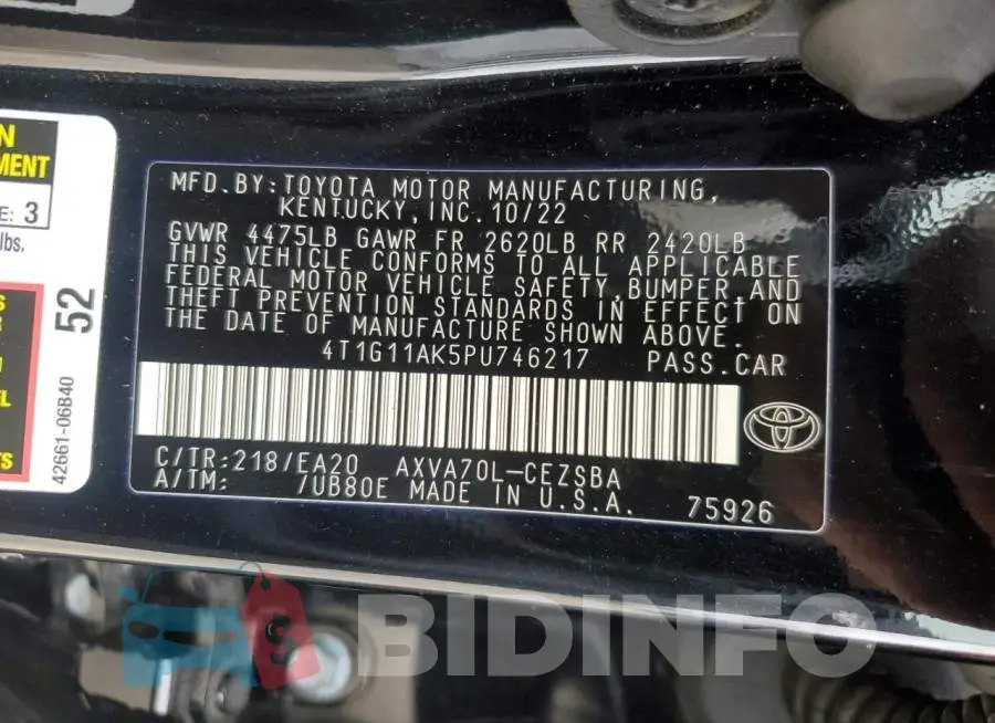 4T1G11AK5PU746217 Photo# 12