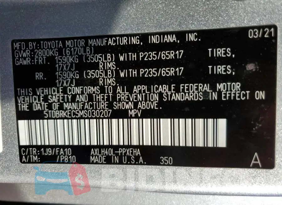 5TDBRKEC5MS030207 Photo# 14