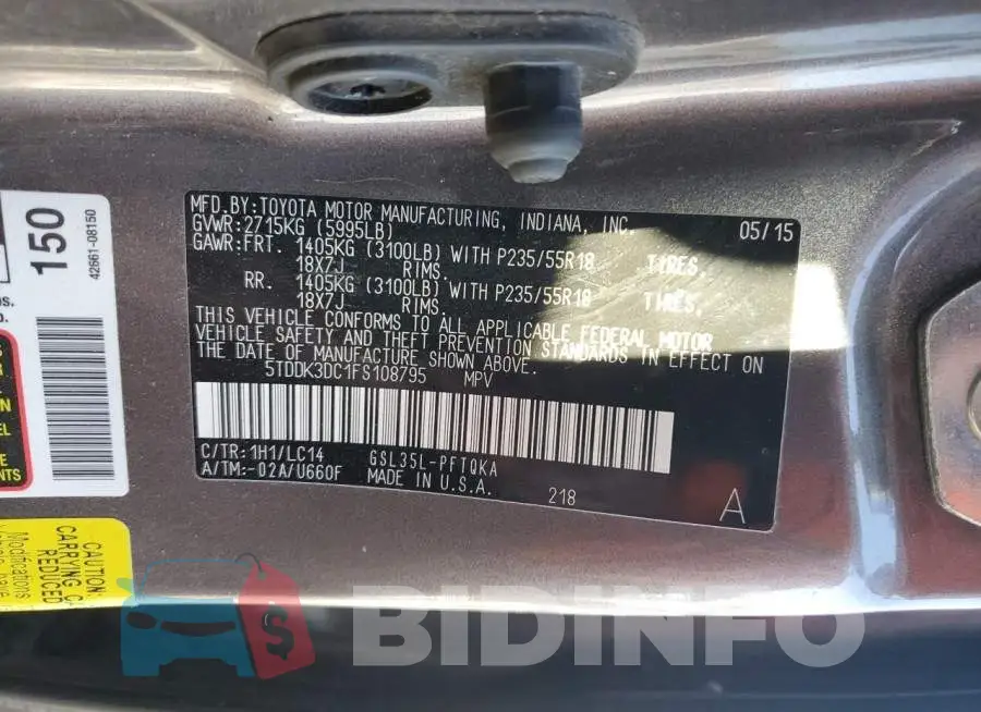 5TDDK3DC1FS108795 Photo# 14