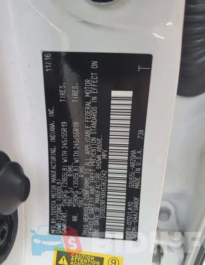 5TDDZRFHXHS362242 Photo# 13