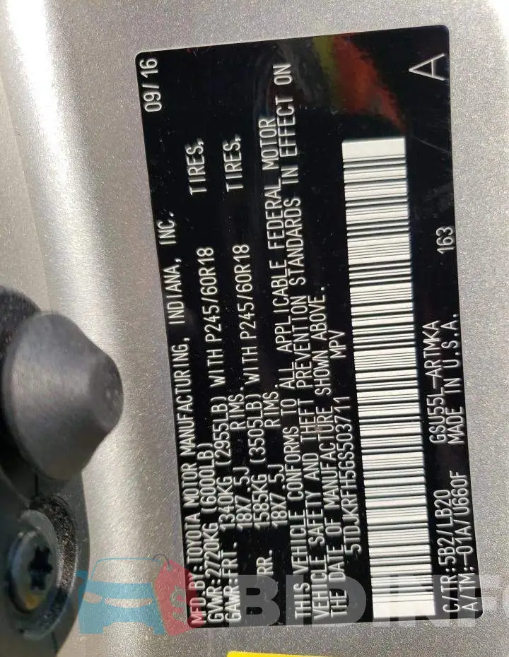 5TDJKRFH5GS503711 Photo# 13
