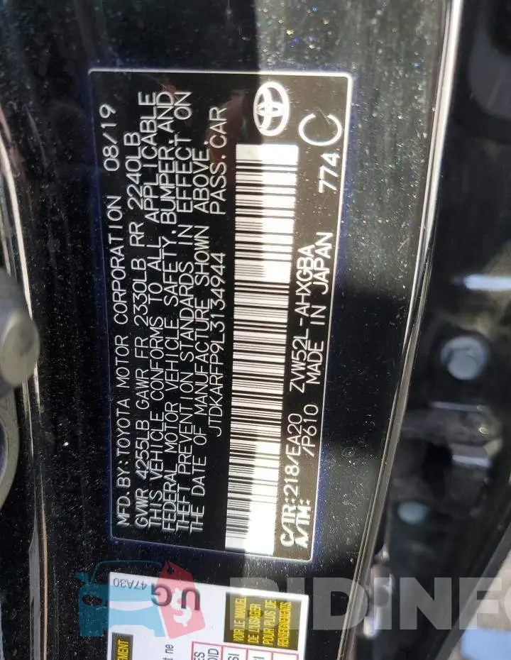 JTDKARFP9L3134944 Photo# 12