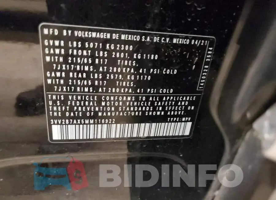 3VV2B7AX5MM116922 Photo# 12