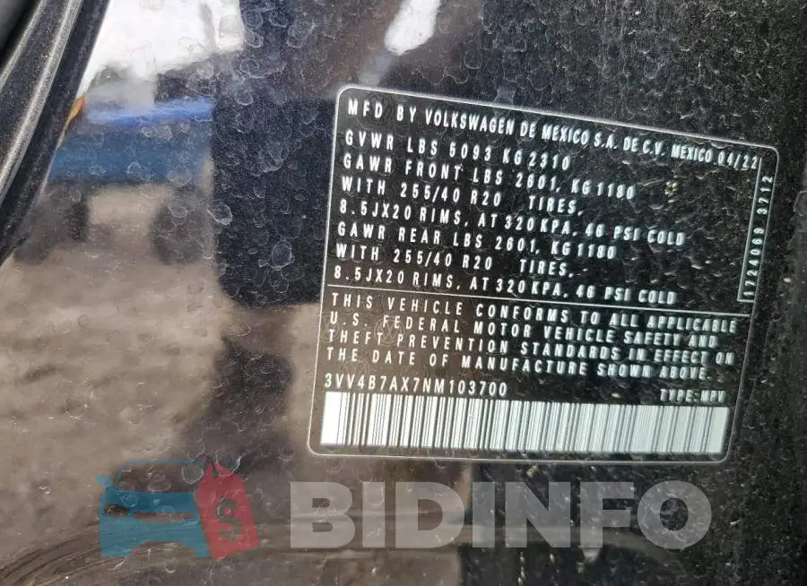 3VV4B7AX7NM103700 Photo# 14