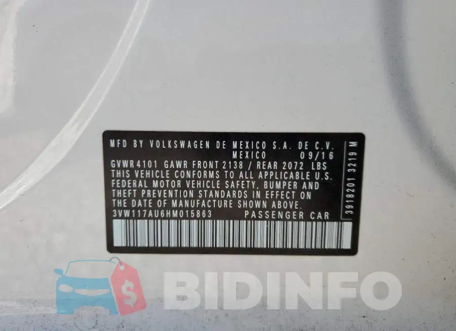 3VW117AU6HM015863 Photo# 12