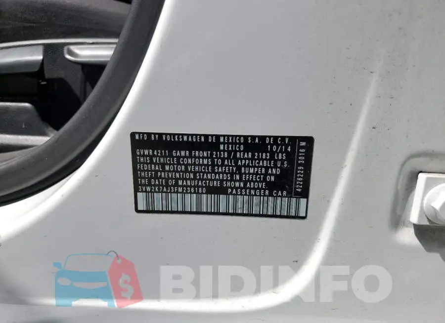 3VW2K7AJ3FM236180 Photo# 12