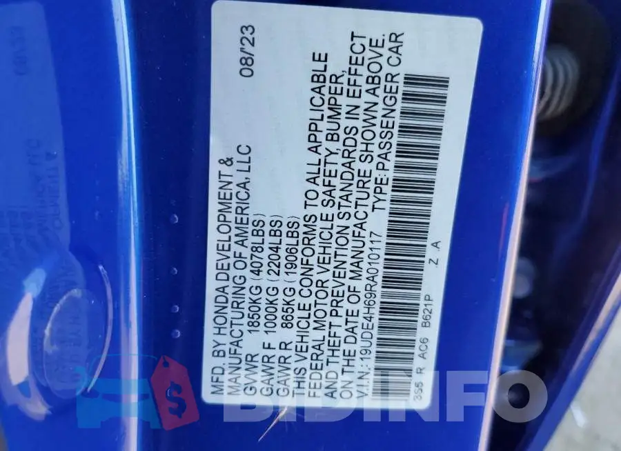 19UDE4H69RA010117 Photo# 12