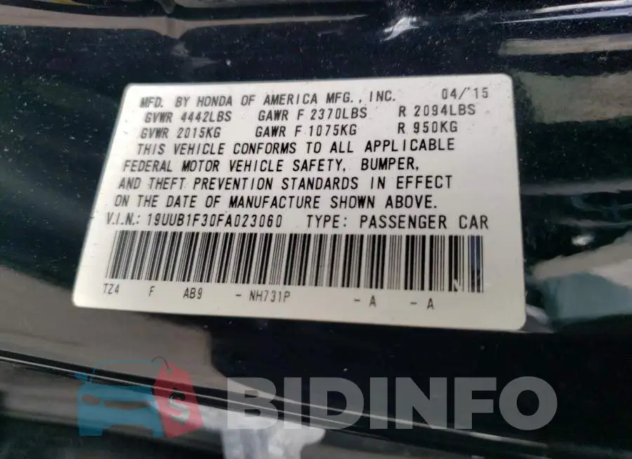 19UUB1F30FA023060 Photo# 12