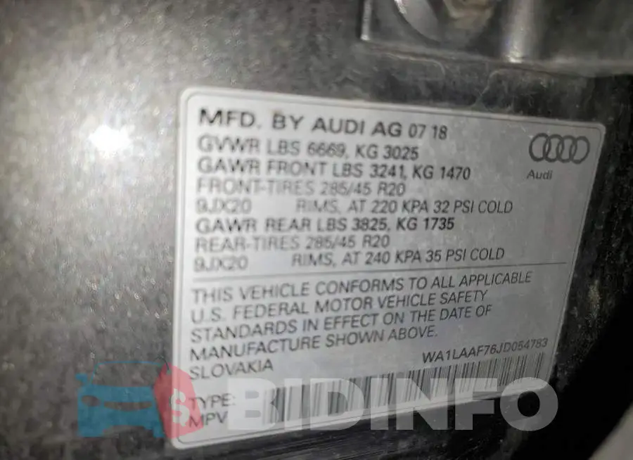 WA1LAAF76JD054783 Photo# 13