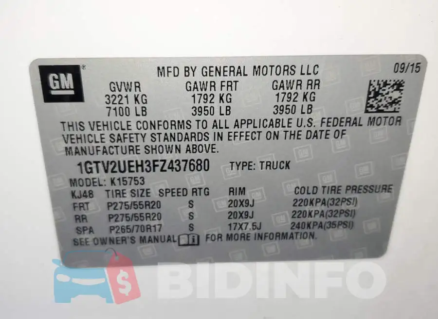 1GTV2UEH3FZ437680 Photo# 12