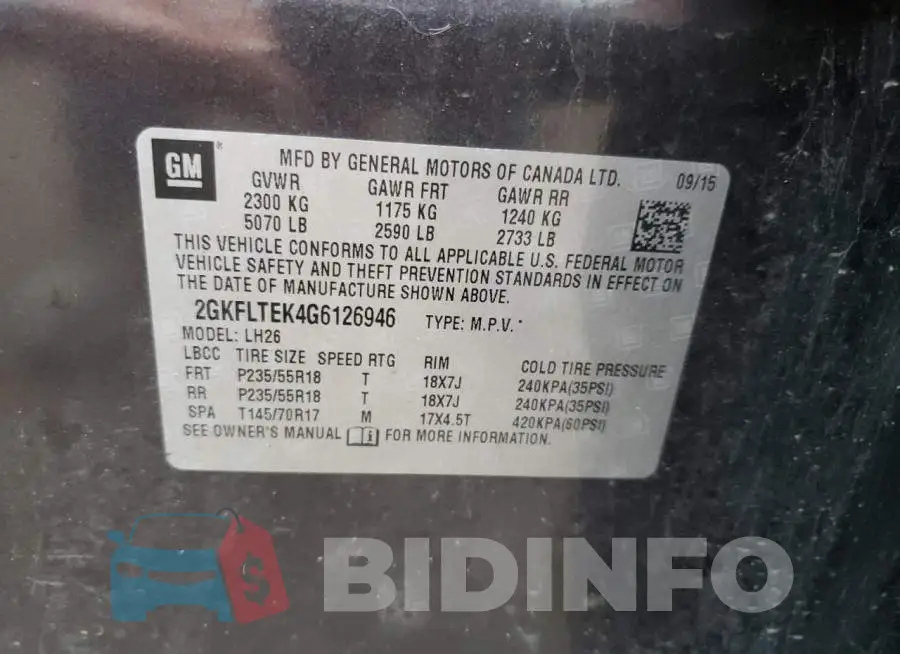 2GKFLTEK4G6126946 Photo# 13