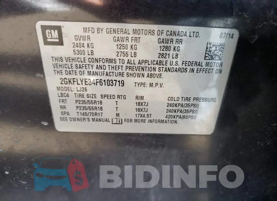 2GKFLYE34F6103719 Photo# 14