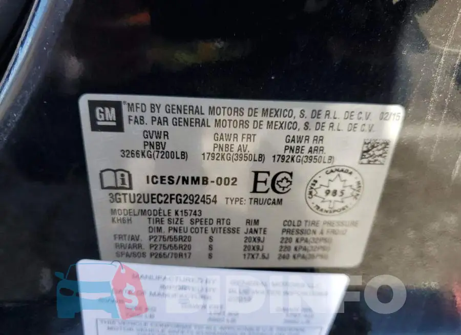 3GTU2UEC2FG292454 Photo# 13
