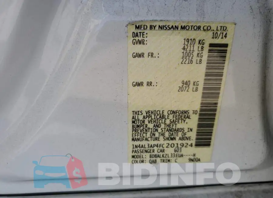 1N4AL3AP4FC201924 Photo# 12