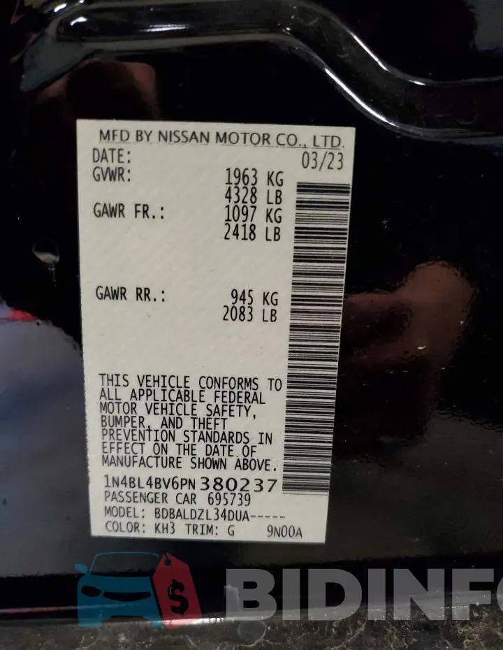 1N4BL4BV6PN380237 Photo# 12