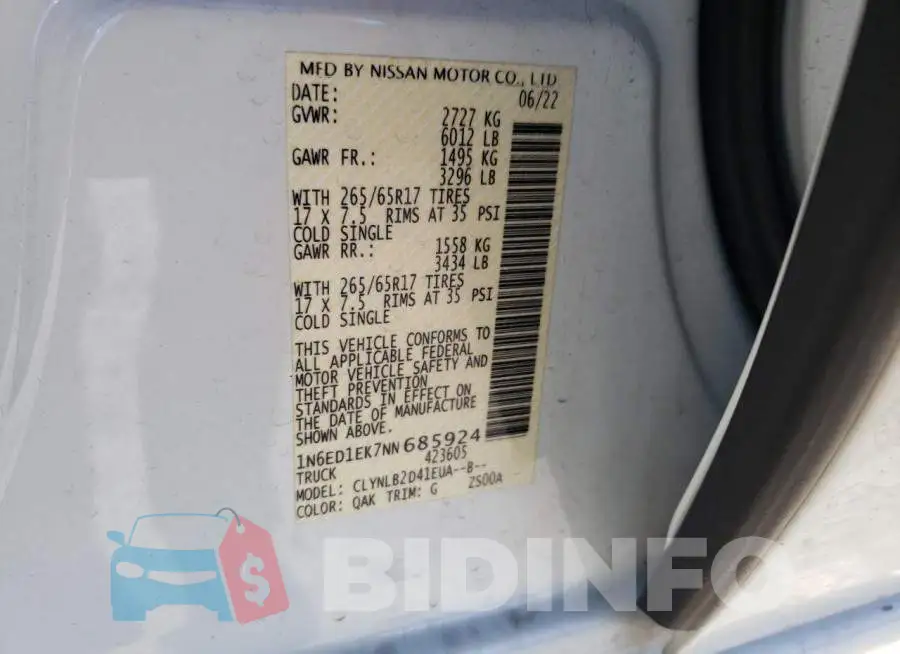 1N6ED1EK7NN685924 Photo# 12