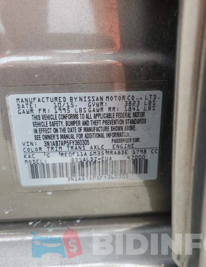 3N1AB7AP5FY360305 Photo# 13