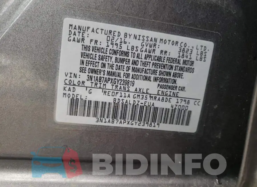 3N1AB7APXGY239819 Photo# 13