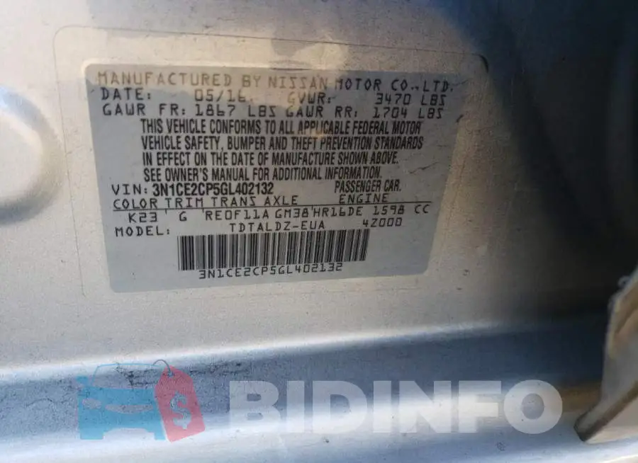 3N1CE2CP5GL402132 Photo# 12