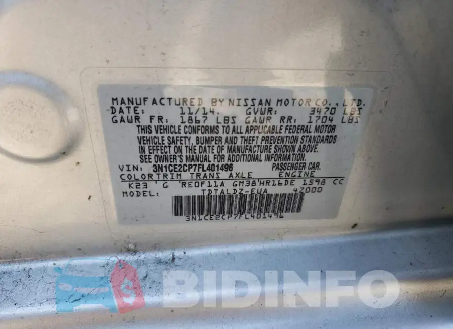 3N1CE2CP7FL401496 Photo# 12