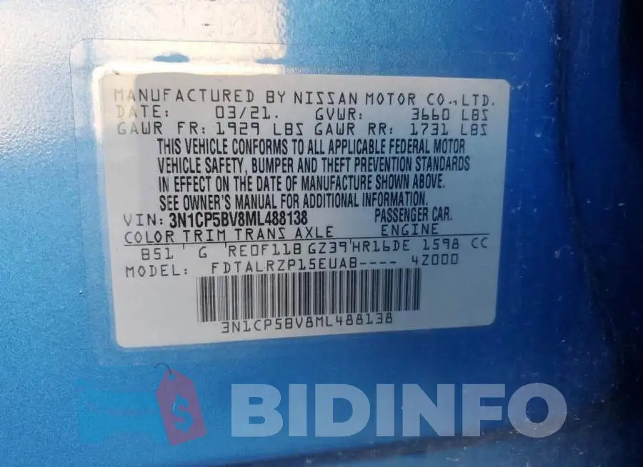 3N1CP5BV8ML488138 Photo# 12