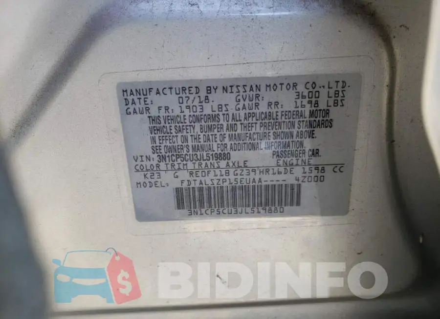 3N1CP5CU3JL519880 Photo# 13